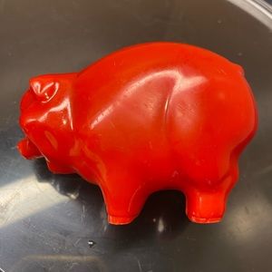 Vintage Red Pig Coin Bank